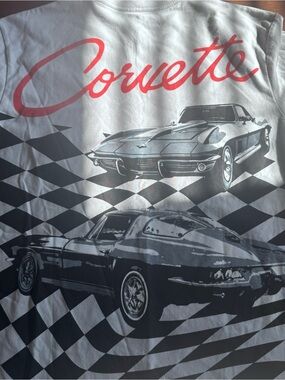 Vintage Corvette Short-Sleeve Tee - White with Red & Black Print